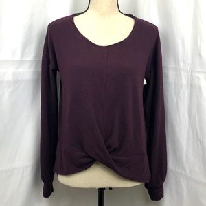 NWT H By Bordeaux Knot Front Sweater XS Soft Wine